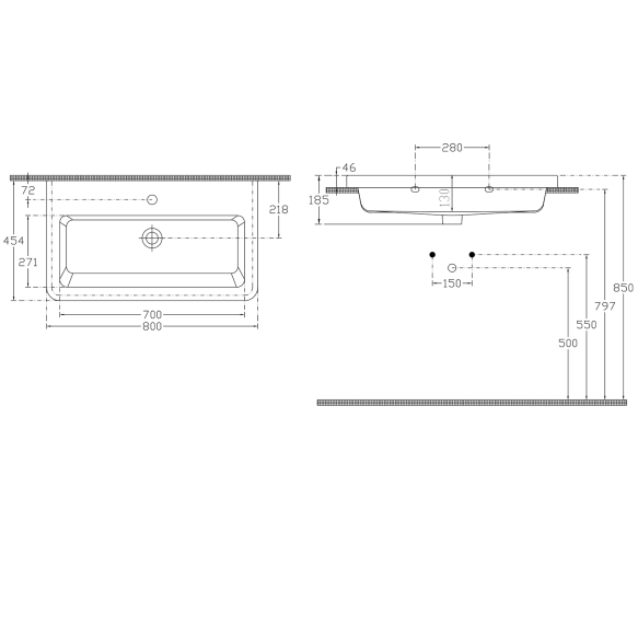 valamu  City Square 80x18x45cm
