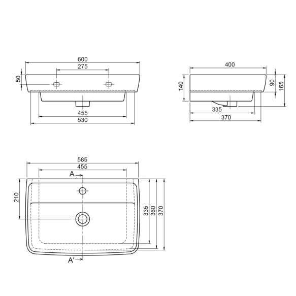 valamu Duru 60x40 cm, valge