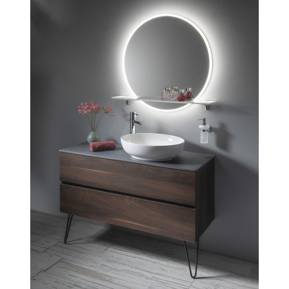 riiuliga LED taustvalgustusega peegel VISO, 70cm, valge matt