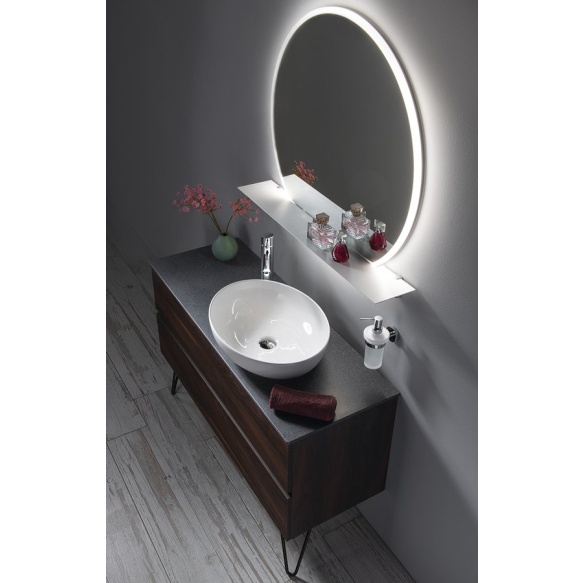 riiuliga LED taustvalgustusega peegel VISO, 70cm, valge matt