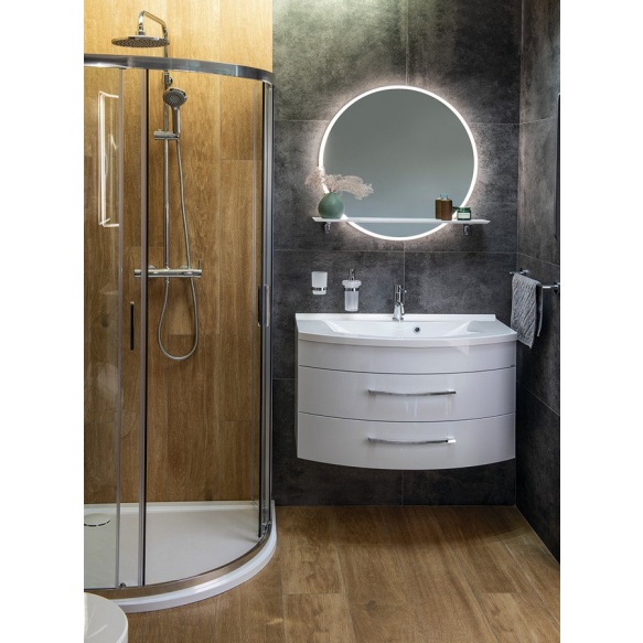 riiuliga LED taustvalgustusega peegel VISO, 70cm, valge matt