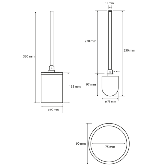 WC-harja X-ROUND BLACK, musta