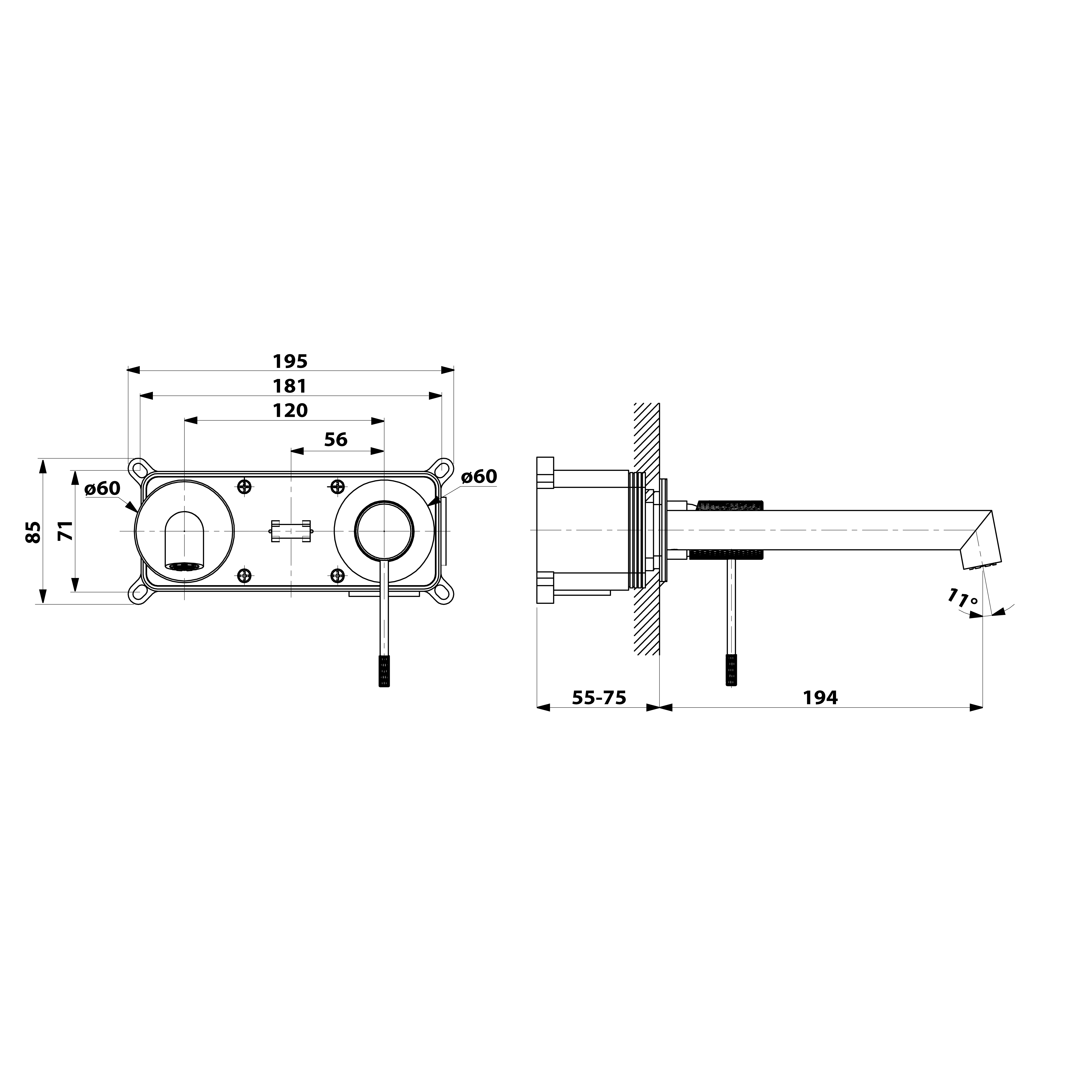 süvistatav valamusegisti Solaris, matt must/harjatud roosa kuld