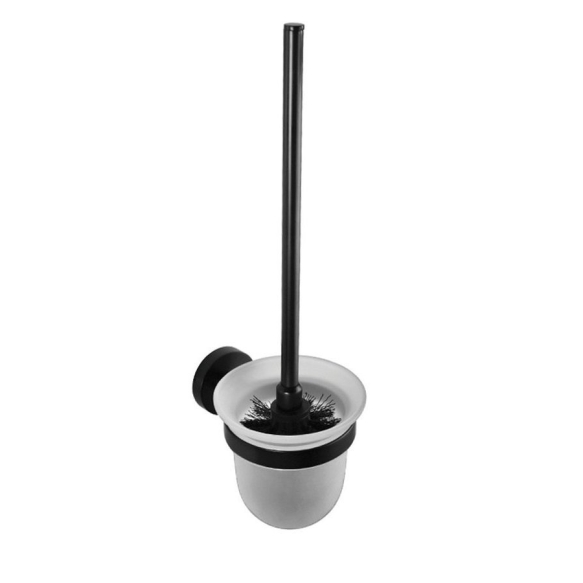 X-ROUND BLACK Seinale kinnitatav WC hari/hoidik, matt klaas, must (95x370x140 mm)