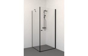 suihkunurkka Interia Fascinato, 900x900x2000, matta musta, kirkas lasi