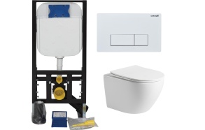 Seinä WC-istuinpaketti Creavit GR5003 / Interia Pacho , täydellinen toimitus, - valkoinen huuhtelupainike