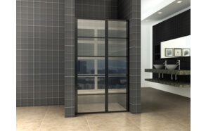 Suihkuovi Interia Horizon (R/L) 800x8 mm NANO, matta musta kehys