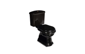 WC-istuin Kerasan Retro 3, S-lukko, 3/6l kaksoishuuhtelu, musta + pronssi