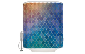 tekstiili suihkuverho Blue Diamonds 183x200 cm + suihkuverhon rengassetti