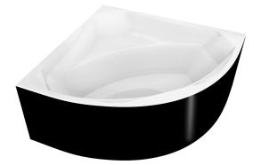 monoliittinen kylpyamme Rosana 146x146x63 cm, valkoinen/musta