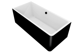 monoliittinen kylpyamme Marlene Curve L 185x85x63 cm, valkoinen/musta