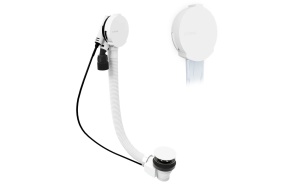 kylpyammeen pohjaventtiili täytöllä (L) 800mm, tulppa 72mm, valkoinen