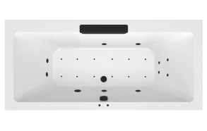poreamme  CASCATA  185x85x45cm,  musta vesiputousjuoksuputki,  Active Hydro-Air,  kromi