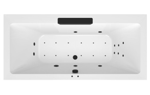 poreamme  CASCATA  185x85x45cm,  musta vesiputousjuoksuputki,  Attraction Hydro-Air,  kromi