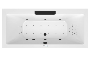 poreamme  CASCATA  185x85x45cm,  musta vesiputousjuoksuputki,  Highline Hydro-Air,  kromi