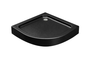 kaareva suihkuallas, 80x80x16, matta musta