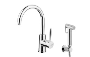 Pesuallashana + pohjaventtiili ja bidetta Form A, kääntyvä juoksuputki, kromi