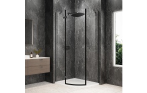 kaareva suihkukulma Globe, gun metal,  1000x900 mm, kirkas lasi, vasen