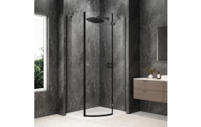 kaareva suihkukulma Globe, gun metal,  1000x900 mm, kirkas lasi, oikea