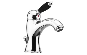 pesuallashana Kirke Black pohjaventtiilillä, kromi