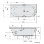 massaaživann  ASTRA L  165x80x48cm,  Active Hydro-Air,  kroom