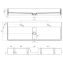 kivimassist valamu ilma 2 segistiavaga Cubis 120x40 cm, valge